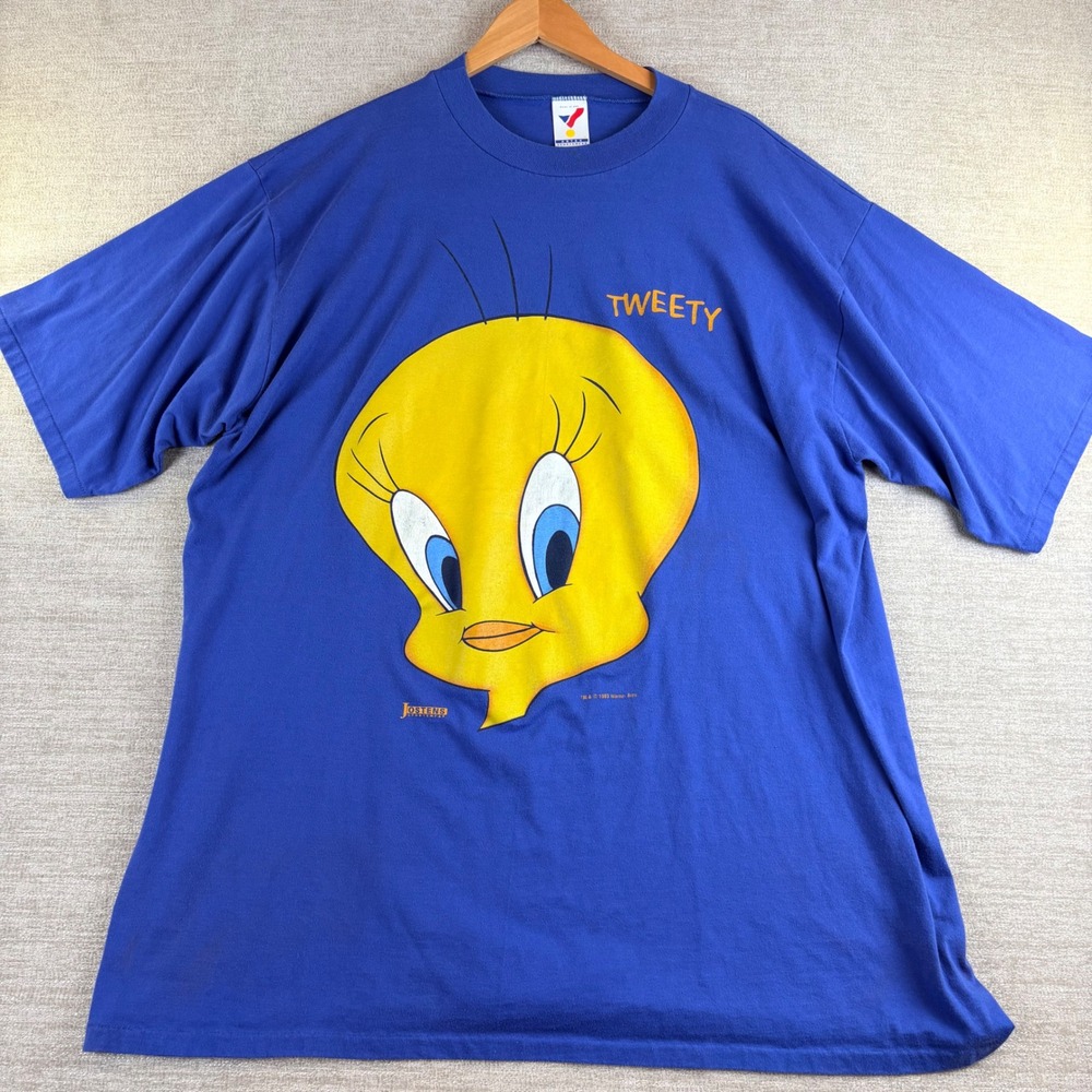 Vintage 1993 Tweety Bird T Shirt Artex Single Stitch Blue Looney Tunes Made USA